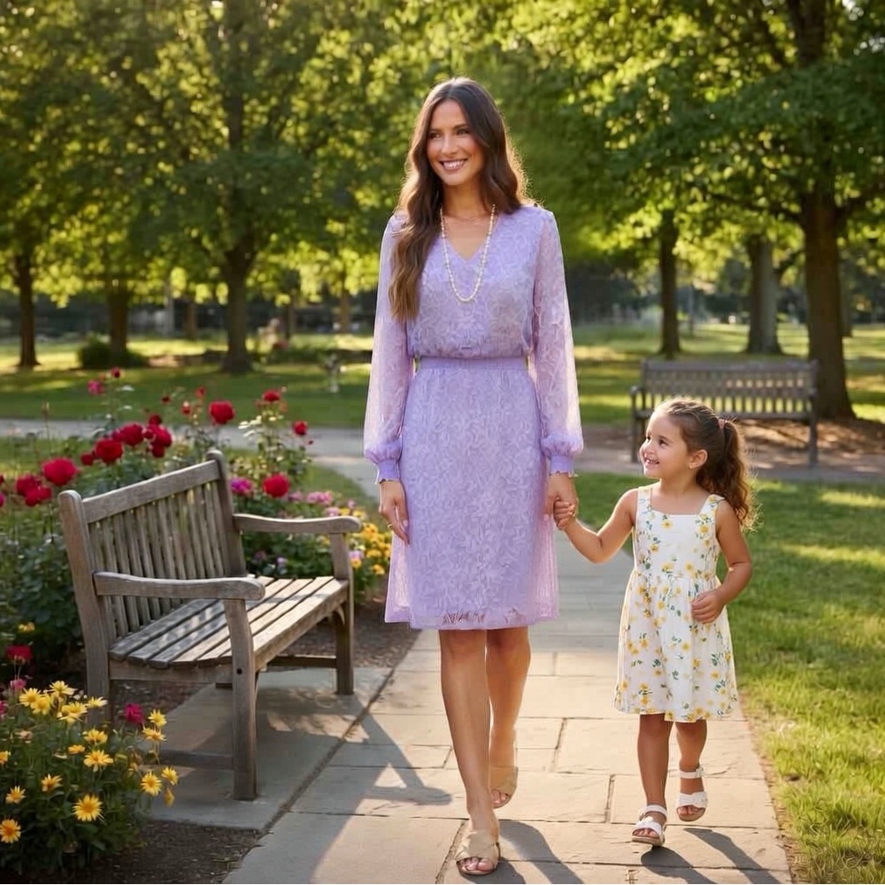 LOFT Lavender Long Sleeve V-Neck Dress